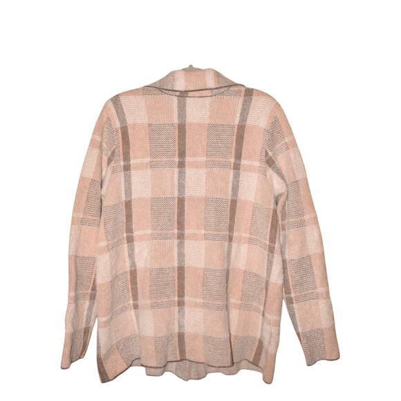 RACHEL ZOE $128 Beige Gray Plaid Fuzzy Shirt Jacket Shacket Snap Placket 1X - Picture 2 of 4